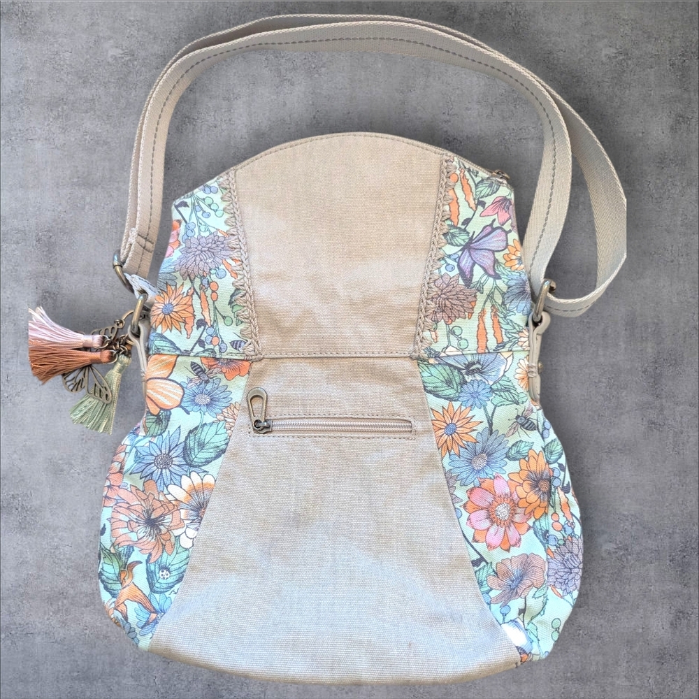 Sakroots Beige Canvas Crossbody with Floral Accent - Picture 4 of 11